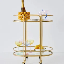 GigiandTom Retro Two-Tier Metal Bar Cart Gold