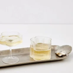 GigiandTom Drinkware*Ribbed Flower Glass Tumbler Wide