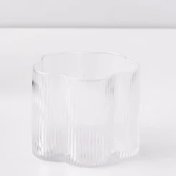 GigiandTom Drinkware*Ribbed Flower Glass Tumbler Wide