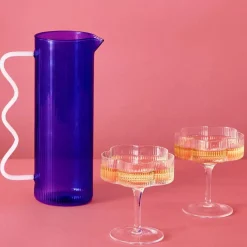 GigiandTom Ribbed Glass Jug Blue