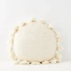 GigiandTom Round Tassel Cushion With Insert White