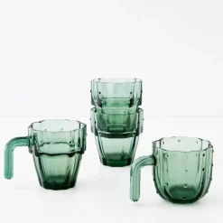 GigiandTom Drinkware*Saguaro Cactus Glass Set Of 4 Green