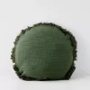 GigiandTom Shaggy Round Cotton Cushion With Insert Green