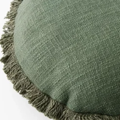 GigiandTom Shaggy Round Cotton Cushion With Insert Green