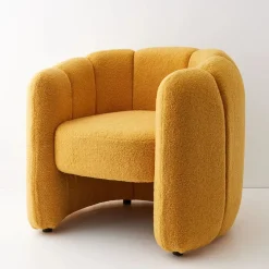 GigiandTom Shell Fabric Accent Chair Mustard