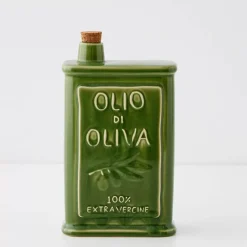 GigiandTom Kitchen Accessories*Sicilian Ceramic Olive Oil Bottle Green