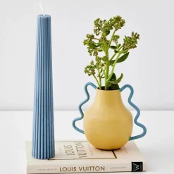 GigiandTom Soy Taper Candle Steel Blue