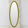 GigiandTom Squiggle Wavy Velvet Full Length Mirror Cream/Green