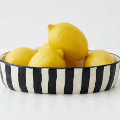 GigiandTom Stripe Shallow Ceramic Serving Bowl