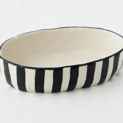 GigiandTom Stripe Shallow Ceramic Serving Bowl