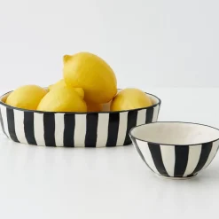 GigiandTom Stripe Shallow Ceramic Serving Bowl