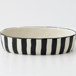 GigiandTom Stripe Shallow Ceramic Serving Bowl