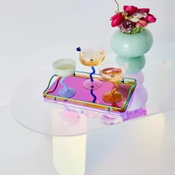 GigiandTom Cocktail Glasses*Swirl Stem Cocktail Glass Pink/Amber