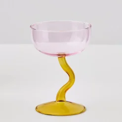 GigiandTom Cocktail Glasses*Swirl Stem Cocktail Glass Pink/Amber