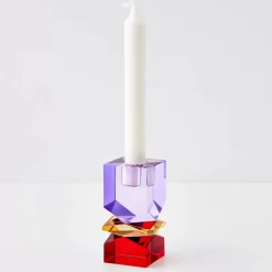 GigiandTom Technicolour Crystal Taper Candle Holder Purple Red