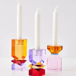 GigiandTom Technicolour Crystal Taper Candle Holder Purple Red