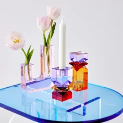 GigiandTom Candle Holders*Technicolour Crystal Taper Candle Holder Purple Red