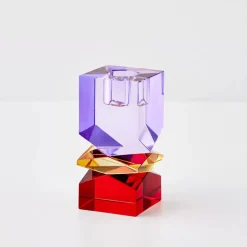 GigiandTom Candle Holders*Technicolour Crystal Taper Candle Holder Purple Red
