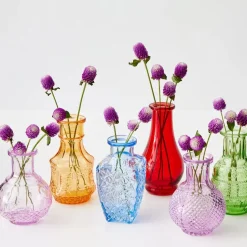 GigiandTom Vases*Vintage Bud Coloured Glass Vase Set 6